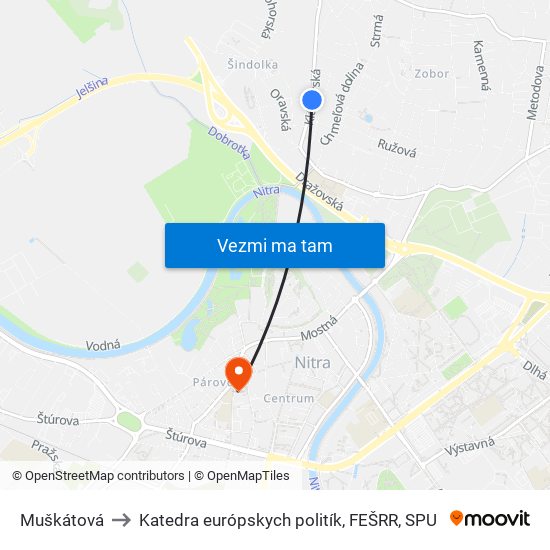 Muškátová to Katedra európskych politík, FEŠRR, SPU map