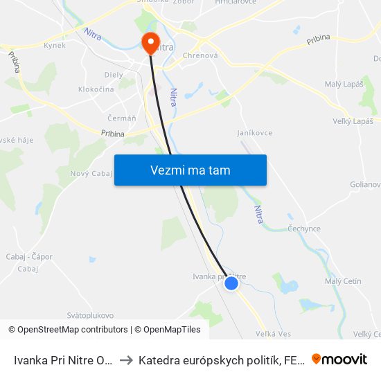 Ivanka Pri Nitre Orolská to Katedra európskych politík, FEŠRR, SPU map