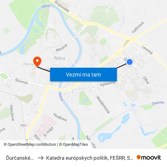 Ďurčanského to Katedra európskych politík, FEŠRR, SPU map