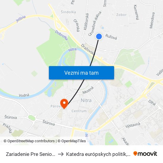 Zariadenie Pre Seniorov Zobor to Katedra európskych politík, FEŠRR, SPU map