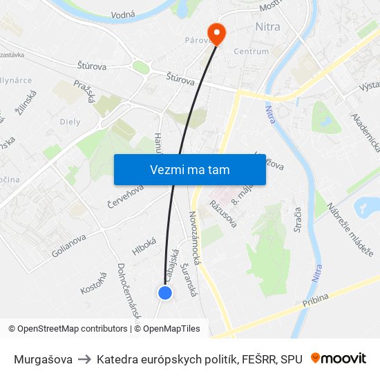 Murgašova to Katedra európskych politík, FEŠRR, SPU map