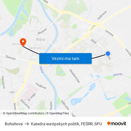 Bohúňova to Katedra európskych politík, FEŠRR, SPU map