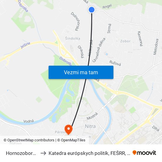 Hornozoborská to Katedra európskych politík, FEŠRR, SPU map