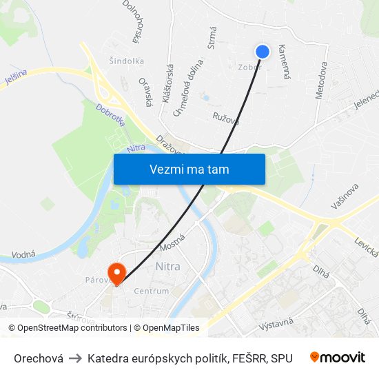 Orechová to Katedra európskych politík, FEŠRR, SPU map