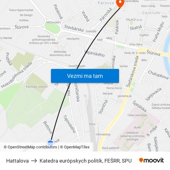 Hattalova to Katedra európskych politík, FEŠRR, SPU map