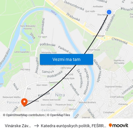 Vinárske Závody to Katedra európskych politík, FEŠRR, SPU map