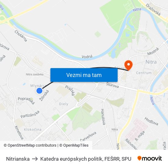 Nitrianska to Katedra európskych politík, FEŠRR, SPU map