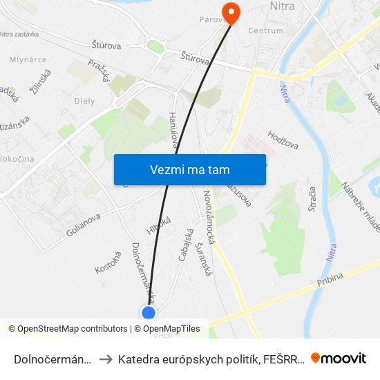 Dolnočermánska to Katedra európskych politík, FEŠRR, SPU map