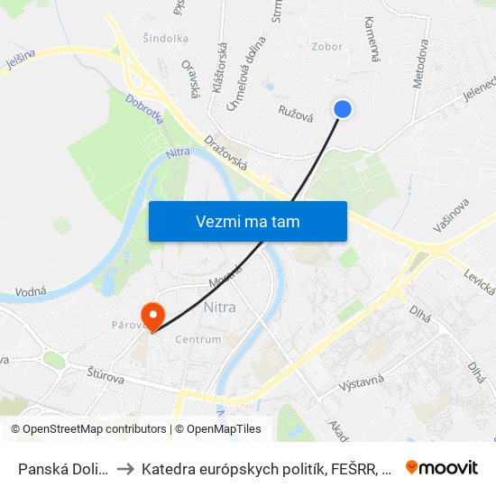 Panská Dolina to Katedra európskych politík, FEŠRR, SPU map