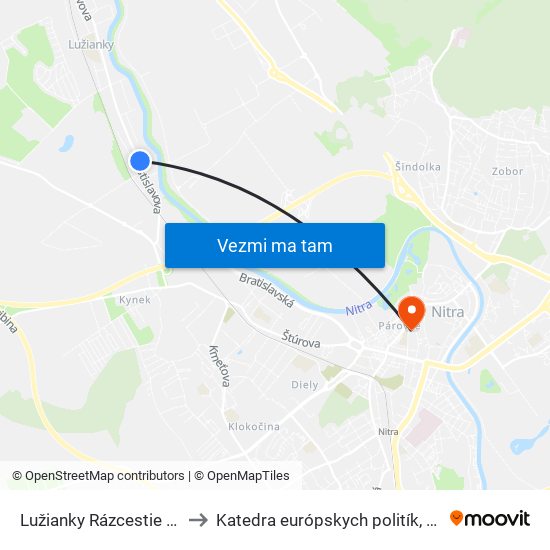 Lužianky Rázcestie Vinárska to Katedra európskych politík, FEŠRR, SPU map