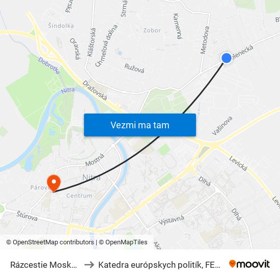 Rázcestie Moskovská to Katedra európskych politík, FEŠRR, SPU map