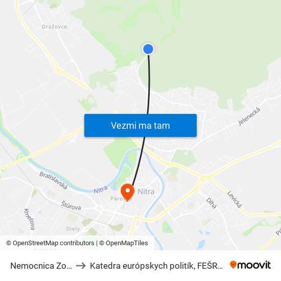 Nemocnica Zobor to Katedra európskych politík, FEŠRR, SPU map