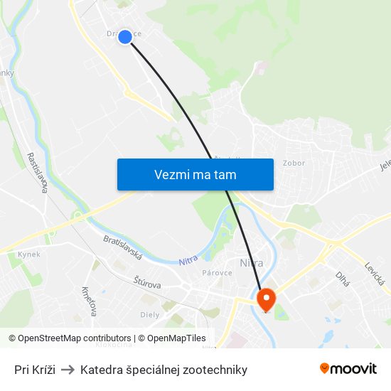 Pri Kríži to Katedra špeciálnej zootechniky map