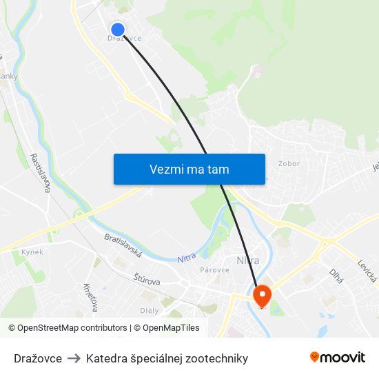 Dražovce to Katedra špeciálnej zootechniky map