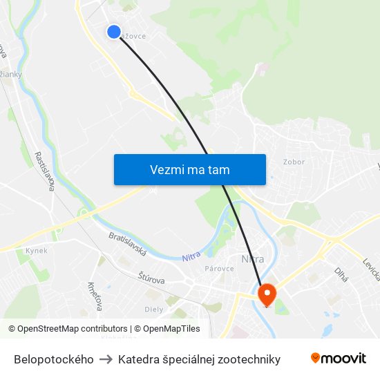 Belopotockého to Katedra špeciálnej zootechniky map