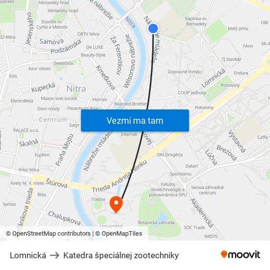 Lomnická to Katedra špeciálnej zootechniky map