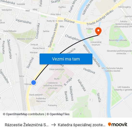 Rázcestie Železničná Stanica to Katedra špeciálnej zootechniky map