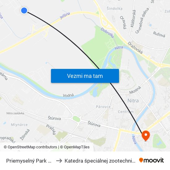 Priemyselný Park VII to Katedra špeciálnej zootechniky map