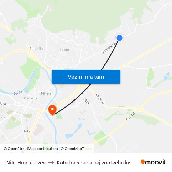 Nitr. Hrnčiarovce to Katedra špeciálnej zootechniky map