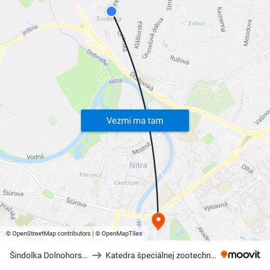 Šindolka Dolnohorská to Katedra špeciálnej zootechniky map