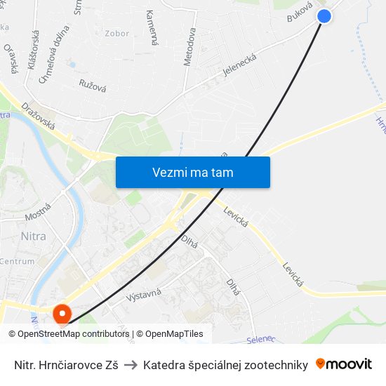 Nitr. Hrnčiarovce Zš to Katedra špeciálnej zootechniky map