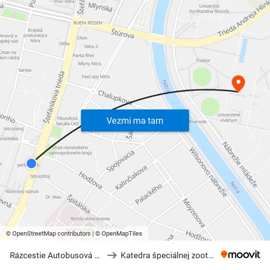 Rázcestie Autobusová Stanica to Katedra špeciálnej zootechniky map