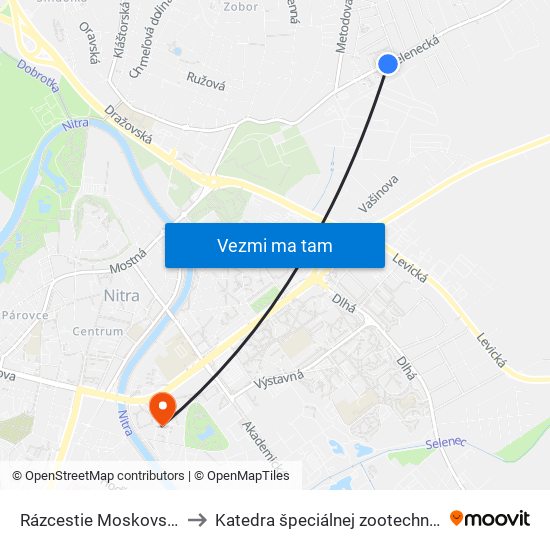 Rázcestie Moskovská to Katedra špeciálnej zootechniky map