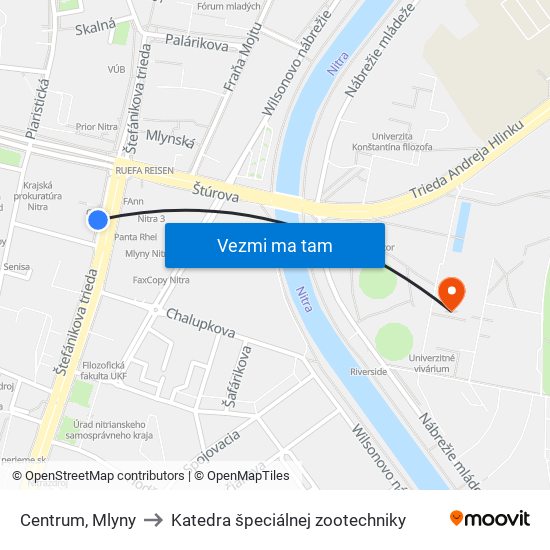 Centrum, Mlyny to Katedra špeciálnej zootechniky map