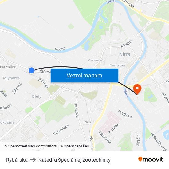 Rybárska to Katedra špeciálnej zootechniky map