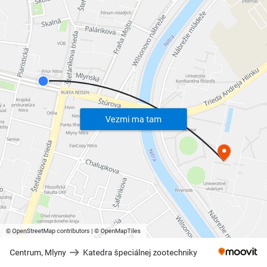 Centrum, Mlyny to Katedra špeciálnej zootechniky map