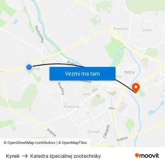 Kynek to Katedra špeciálnej zootechniky map