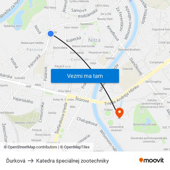 Ďurková to Katedra špeciálnej zootechniky map