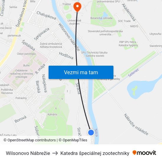 Wilsonovo Nábrežie to Katedra špeciálnej zootechniky map