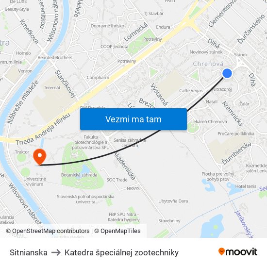 Sitnianska to Katedra špeciálnej zootechniky map