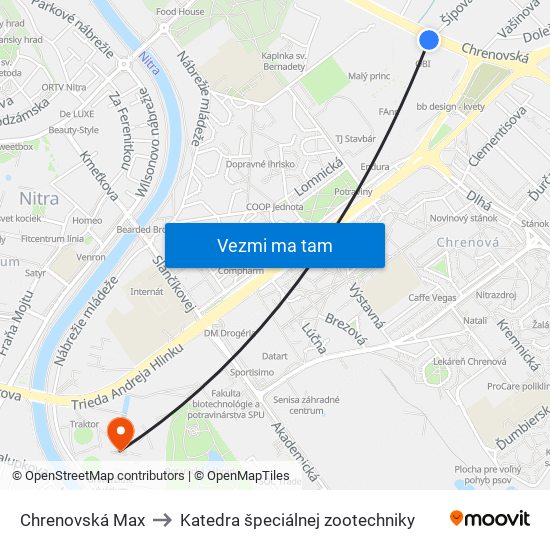 Chrenovská Max to Katedra špeciálnej zootechniky map