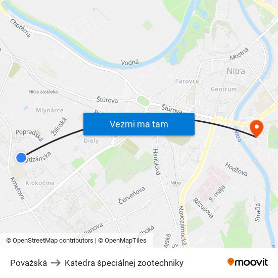 Považská to Katedra špeciálnej zootechniky map