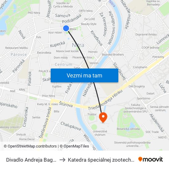 Divadlo Andreja Bagara to Katedra špeciálnej zootechniky map