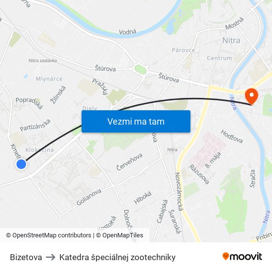 Bizetova to Katedra špeciálnej zootechniky map