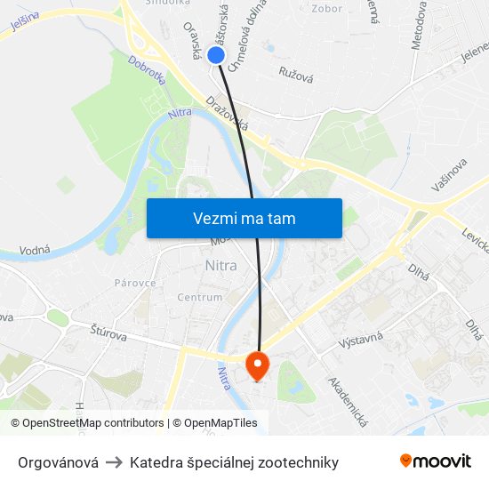 Orgovánová to Katedra špeciálnej zootechniky map