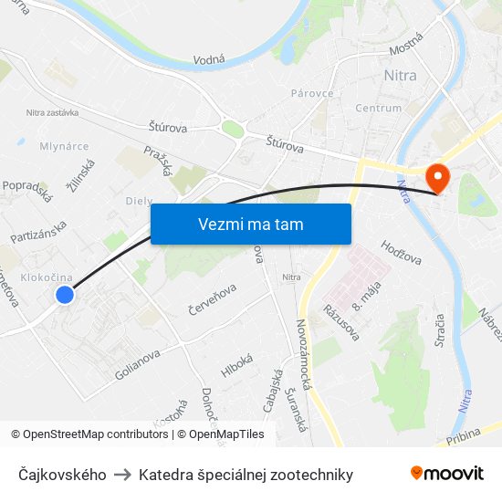 Čajkovského to Katedra špeciálnej zootechniky map