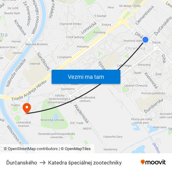 Ďurčanského to Katedra špeciálnej zootechniky map