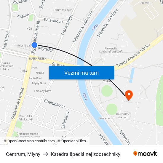 Centrum, Mlyny to Katedra špeciálnej zootechniky map