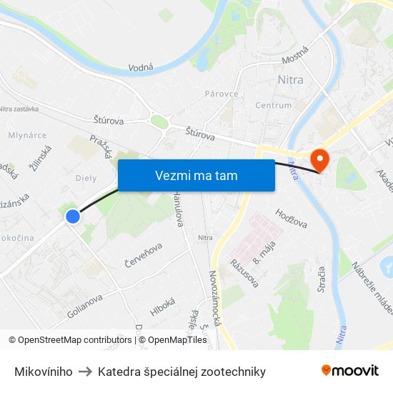 Mikovíniho to Katedra špeciálnej zootechniky map