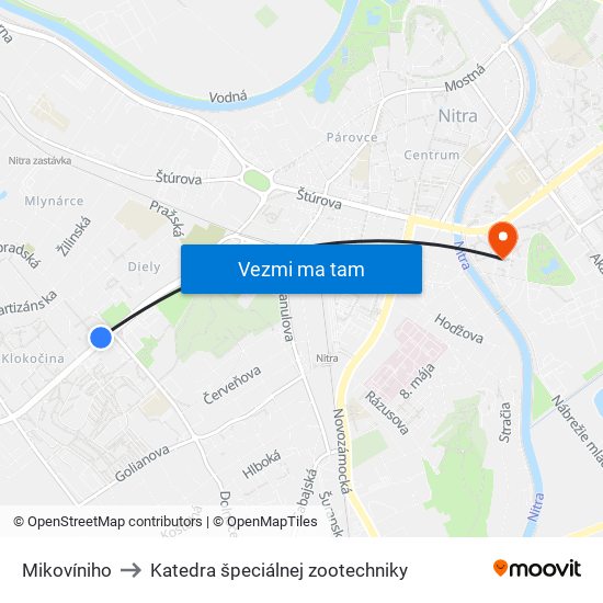 Mikovíniho to Katedra špeciálnej zootechniky map