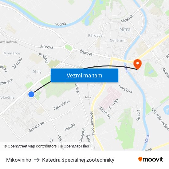 Mikovíniho to Katedra špeciálnej zootechniky map