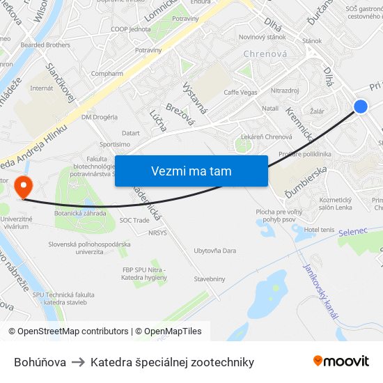 Bohúňova to Katedra špeciálnej zootechniky map