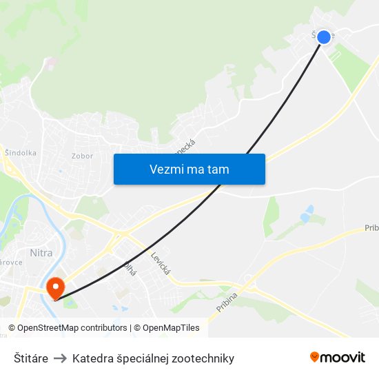 Štitáre to Katedra špeciálnej zootechniky map