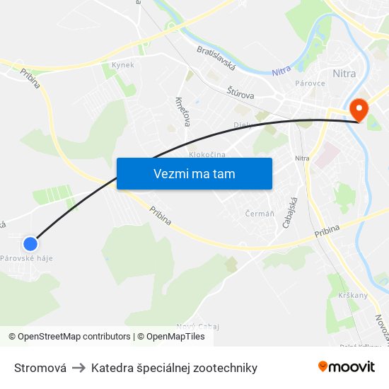 Stromová to Katedra špeciálnej zootechniky map