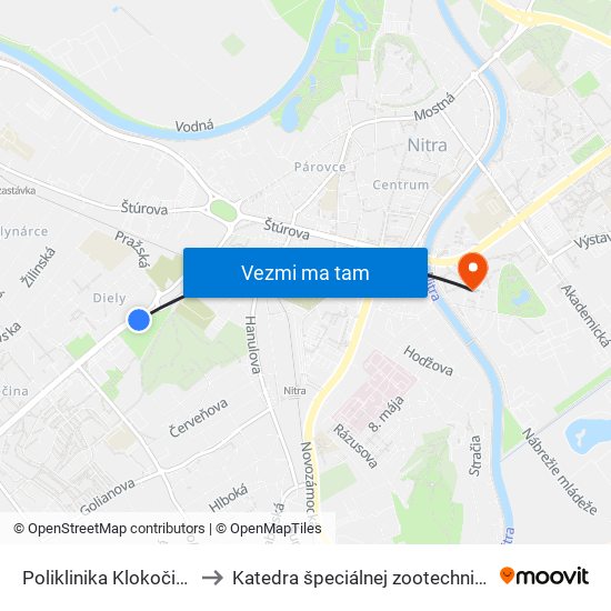 Poliklinika Klokočina to Katedra špeciálnej zootechniky map