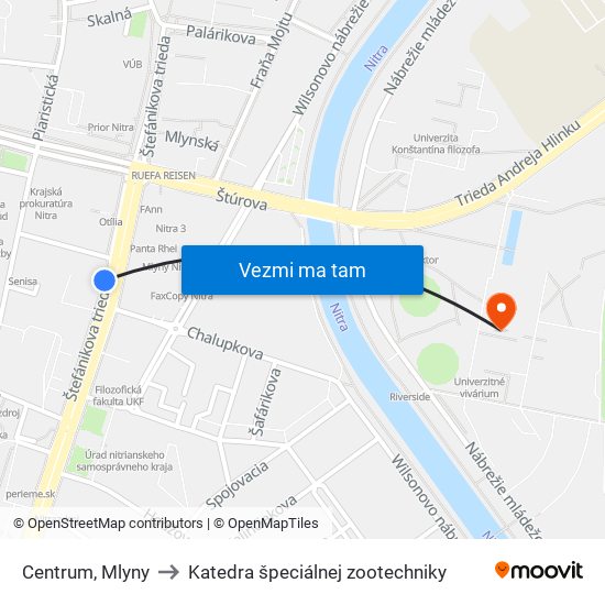 Centrum, Mlyny to Katedra špeciálnej zootechniky map